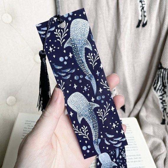 Whale Shark Bookmark Marine Life Stationery, Bookworm Gift, with or without tassel, pretty bookmark