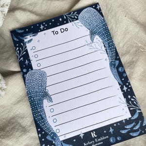 Bloc de notas con diseño de tiburón ballena, A6, bajo el mar, organización, papelería ecológica, bloc de notas, regalo sostenible, 49 páginas imagen 7
