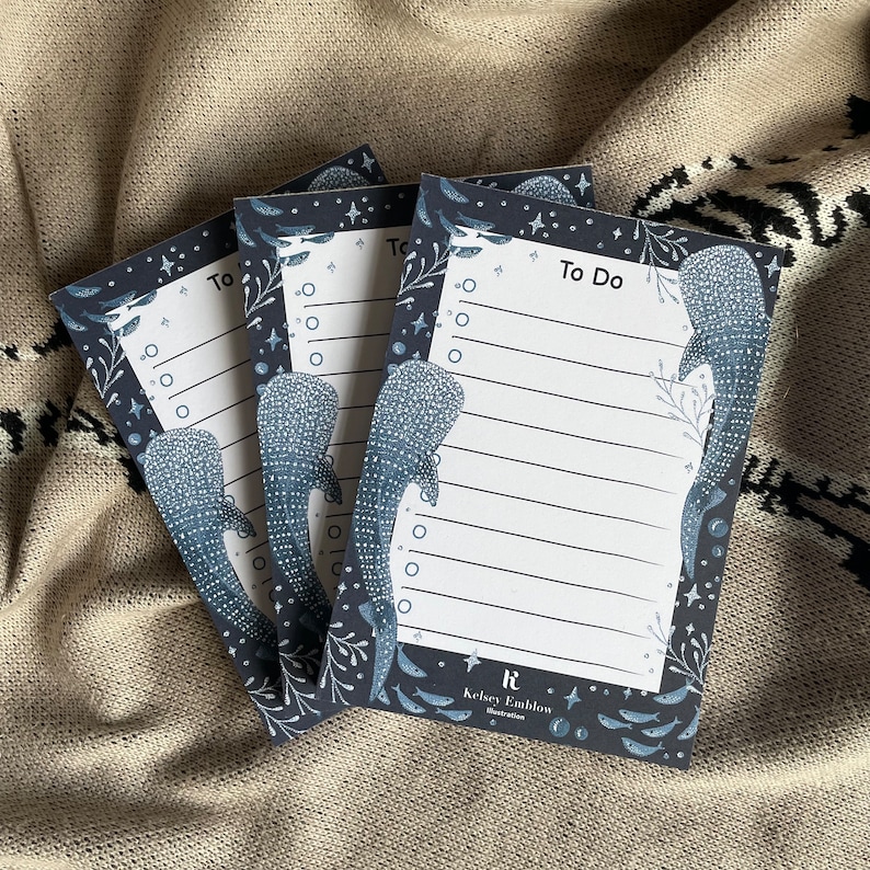 Bloc de notas con diseño de tiburón ballena, A6, bajo el mar, organización, papelería ecológica, bloc de notas, regalo sostenible, 49 páginas imagen 2