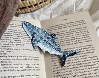 Whale Shark Leather Bookmark, Marine Life Stationery, Bookworm Gift, pretty bookmark, Real Nappa Leather, Hand Cut