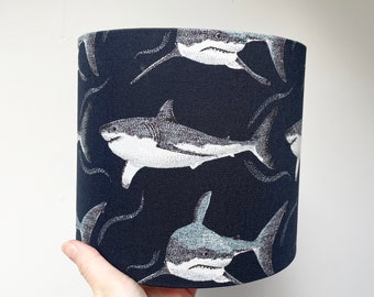 Sea Life Drum Lampshade, Shark, Crab, Orca, Whale, 20 cm x 18 cm, small light shade for living room, nursery or Hallway