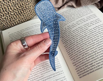 Marcapáginas troquelado de tiburón ballena, artículos de papelería de vida marina, regalo para ratones de biblioteca, bonito marcapáginas, club de lectura
