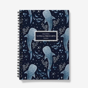 A5 Notizbuch, Walhai Tagebuch, Liniert oder Graphik Seiten, Sea Life Briefpapier, Hübsche Magische Papierwaren, Geschenk für Meer Liebhaber