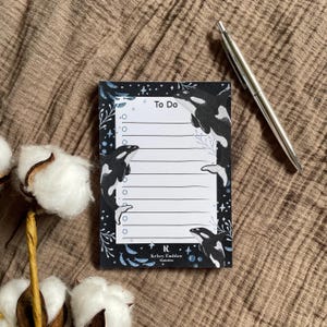 Orca To Do List Pad, A6, Podwodny świat, Organizacja, Uroczy ekologiczny papier, Notatnik, Zrównoważone prezenty, 49 stron
