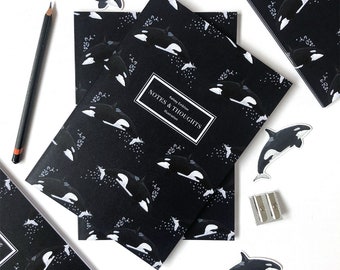 A5 Orca Journal, Eco friendly recycled stationery made in the UK, Gift for Orca Lover