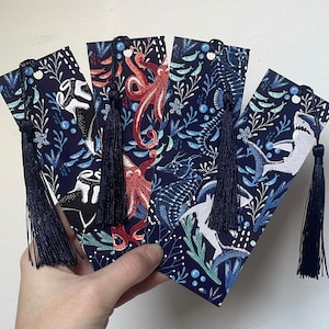 Sealife Bookmark, Shark, Manta Ray, Octopus, Bookworm Gift, with or without tassel, stocking filler
