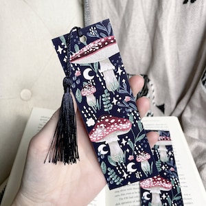Red Top Mushroom Bookmark, Toadstool Fungi, Bookworm Gift, with or without tassel, Magical Stationery