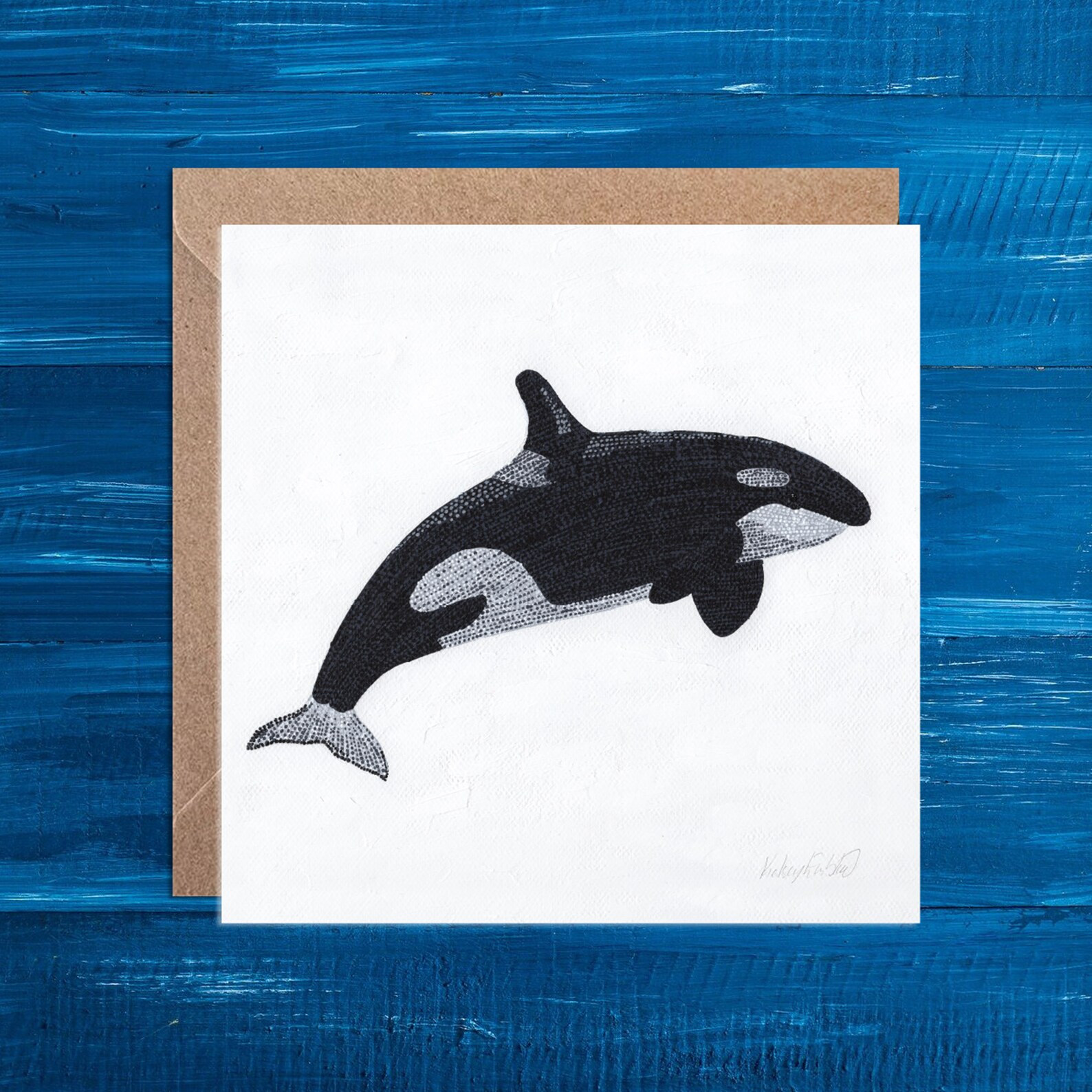 Orca Art Card greeting card featuring my orca painting black Etsy