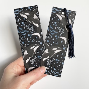 Orca Bookmark, Sealife Killer Whale, Bookworm Gift, with or without tassel, stocking filler