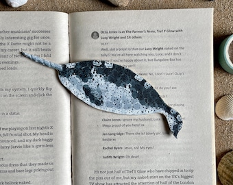 Natwhal Leather Bookmark Ocean Lover Gift Nappa Leather Bookworm Gift Sea Life Stationery