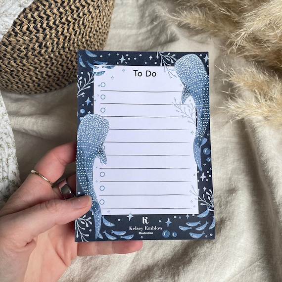 Whale Shark To Do List Pad, A6, Under The Sea, Organisation, Cute Eco Stationery, Memo Pad, Sustainable Gifting, 49 pages