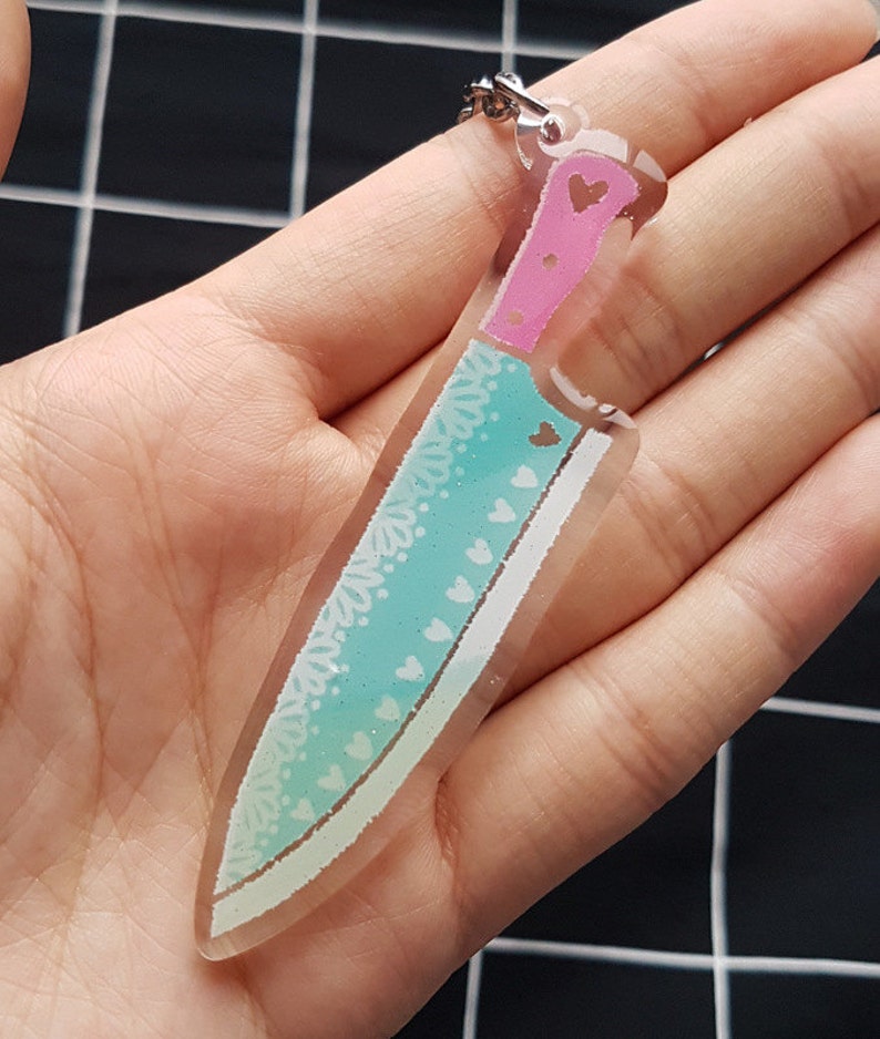 Cute Kawaii Knife Cleaver Meat Clear Sparkle Acrylic Charm Etsy
