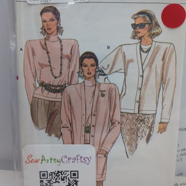 9668 Vogue 80's Very Easy Cardigan Top Pattern size 14-18