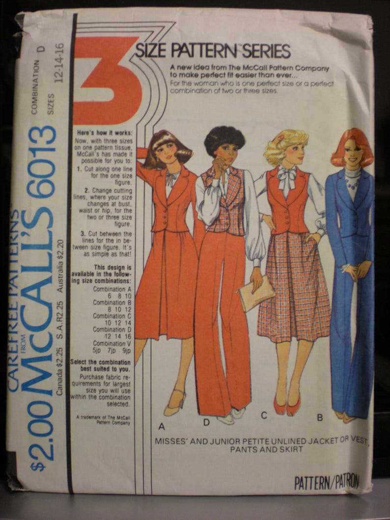 6013 Vintage Mccall S 5 Piece Wardrobe Pattern Size Etsy