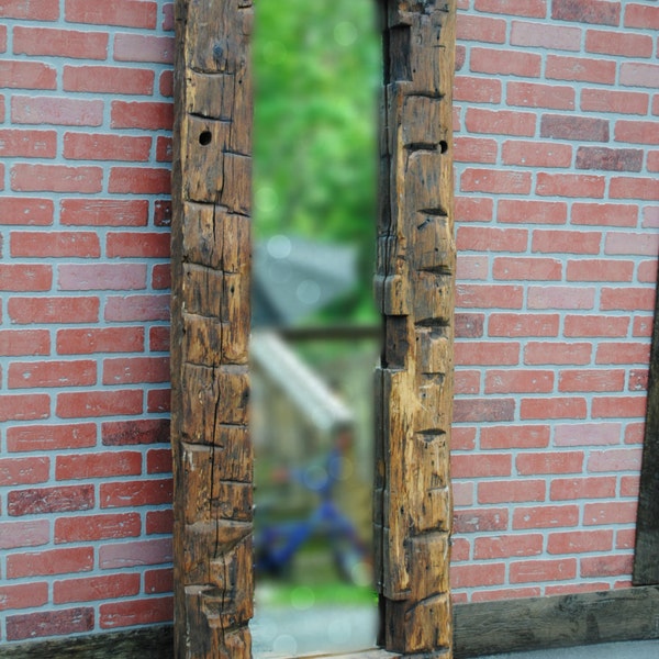 Mirror ,Reclaimed Wood, Hand Hewn, Barn Beam, Framed,Full Length