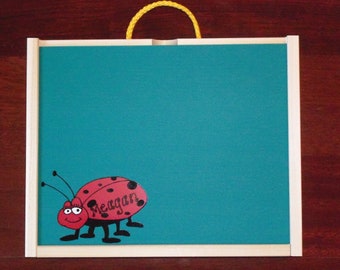 Handmade, Lady Bug, Wood, Chalkboard / Dry Erase Activity / Art Box for Children
