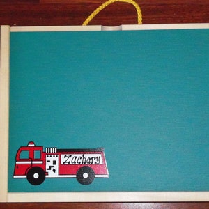 Handmade, Fire Engine, Wood/Chalkboard / Dry Erase Activity / Art Box for Children image 1