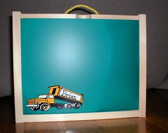 Handmade, Dump Truck, Wood, Chalkboard / Dry Erase Activity / Art Box for Children