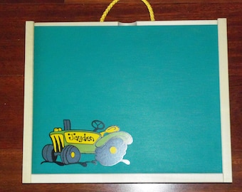 Handmade, Tractor, Wood, Chalkboard / Dry Erase Activity / Art Box for Children