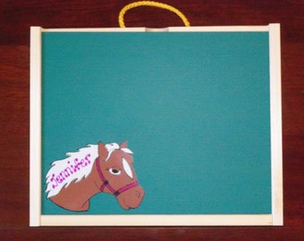 Handmade, Horse, Wood, Chalkboard / Dry Erase Activity / Art Box for Children