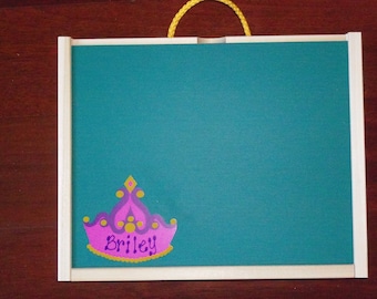 Handmade, Princess Crown,  Wood, Chalkboard / Dry Erase Activity / Art Box for Children