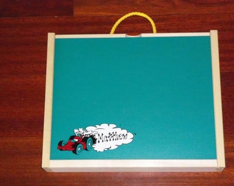 Handmade, Race Car,  Wood, Chalkboard / Dry Erase Activity / Art Box for Children