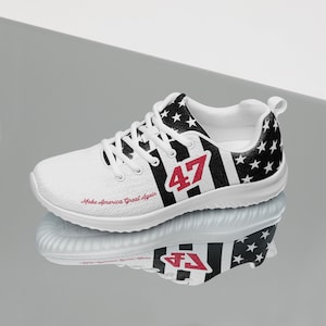 Women’s 45 47 Trump Shoes, Athletic Shoes, MAGA Shoes, Trump 2024, Patriotic Shoes