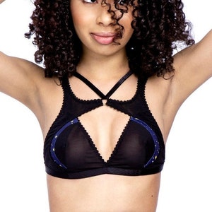 supportive wings VENUS soft cup bra demi cup bralette in your choice of printed fabrics sustainable handmade lingerie sheer mesh panels