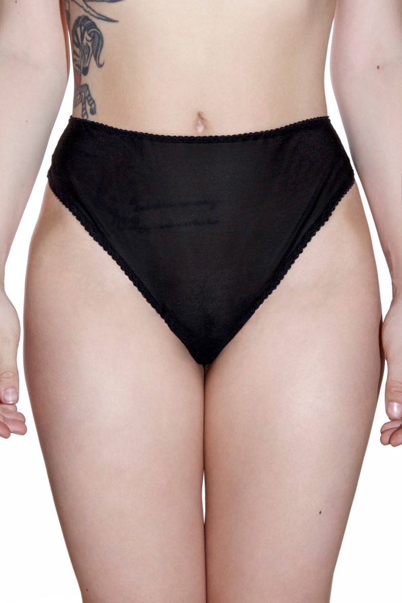 MIDNIGHT High Waisted Thong Panties High Leg Brief Knickers Etsy