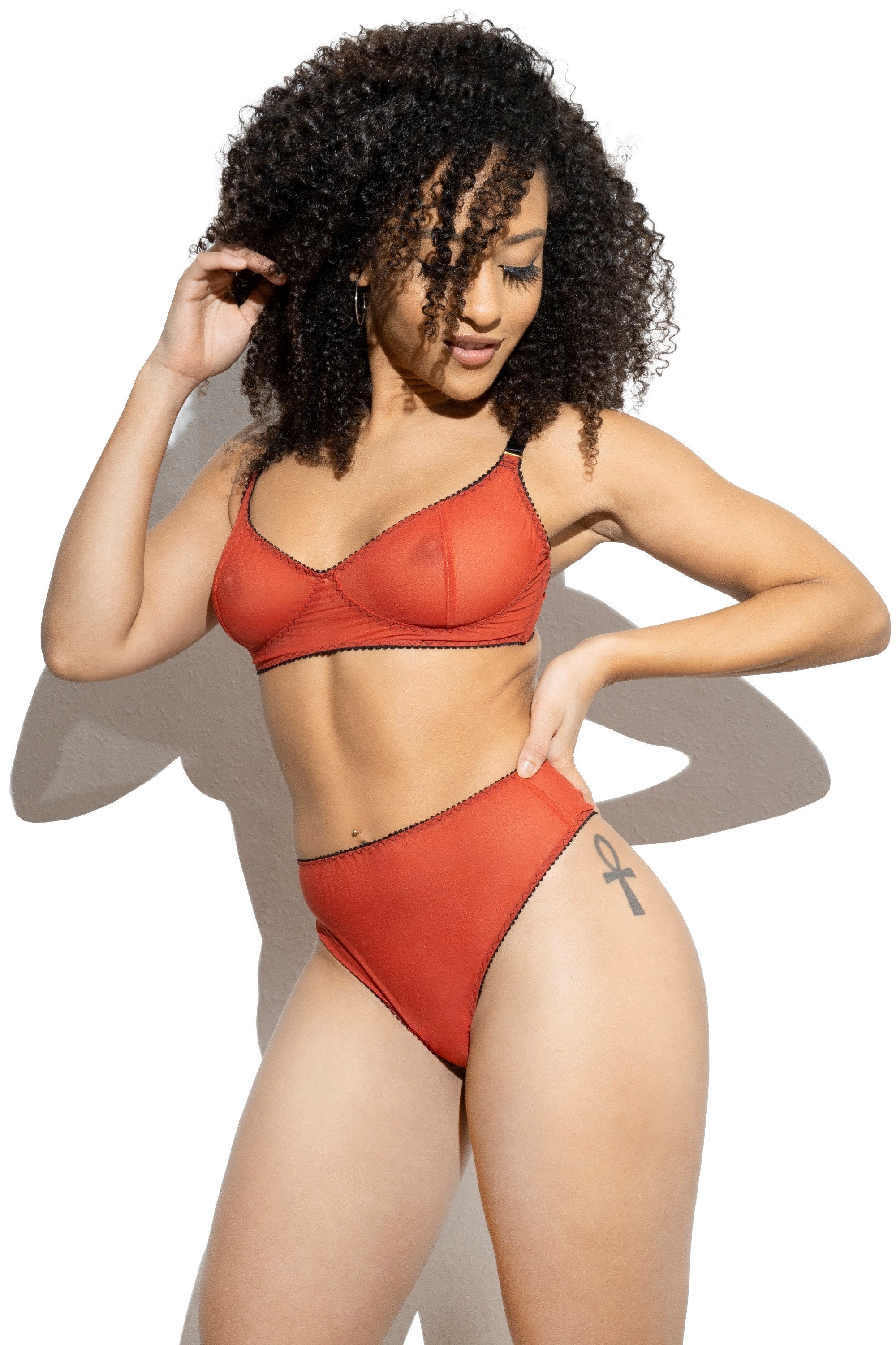 MIDNIGHT High Waisted Thong Panties High Leg Brief Knickers Etsy