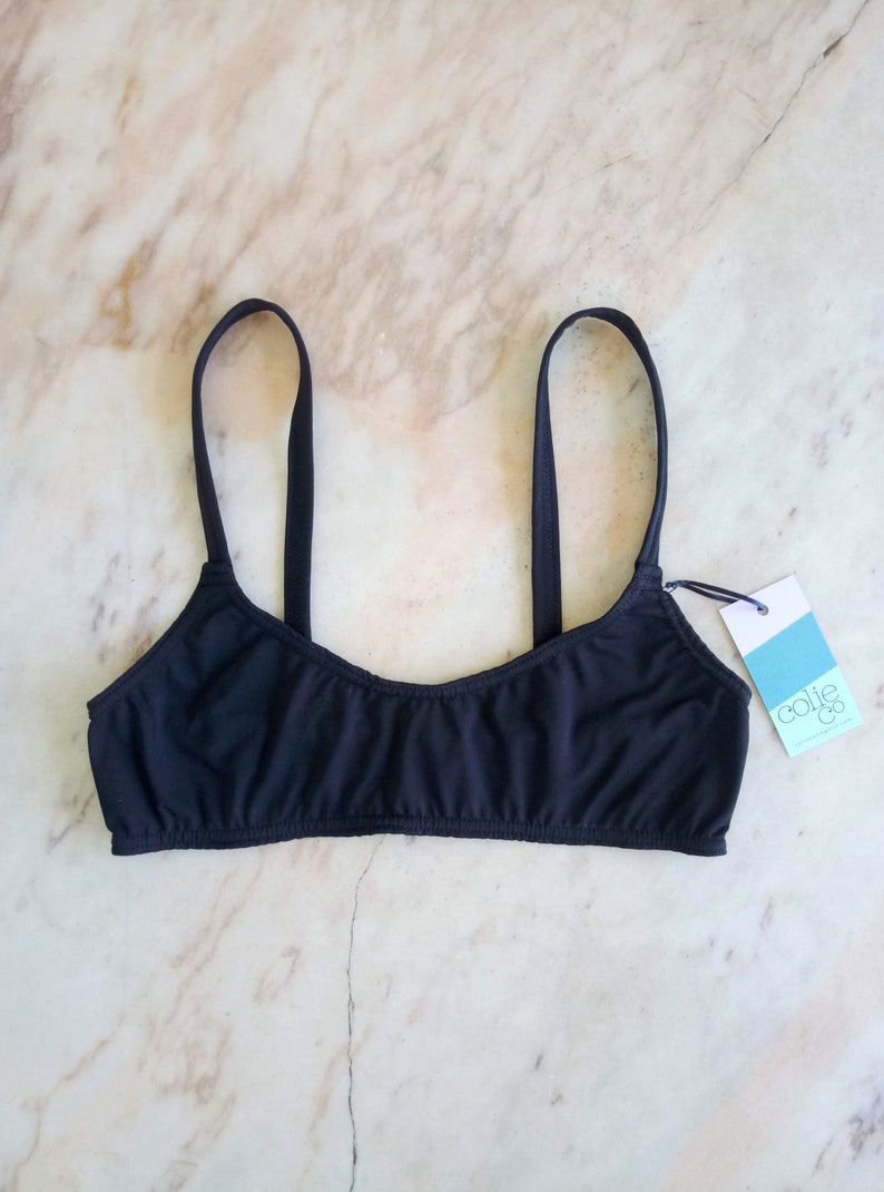 MONDELLO bikini set crop top beachwear in jet black Italian | Etsy