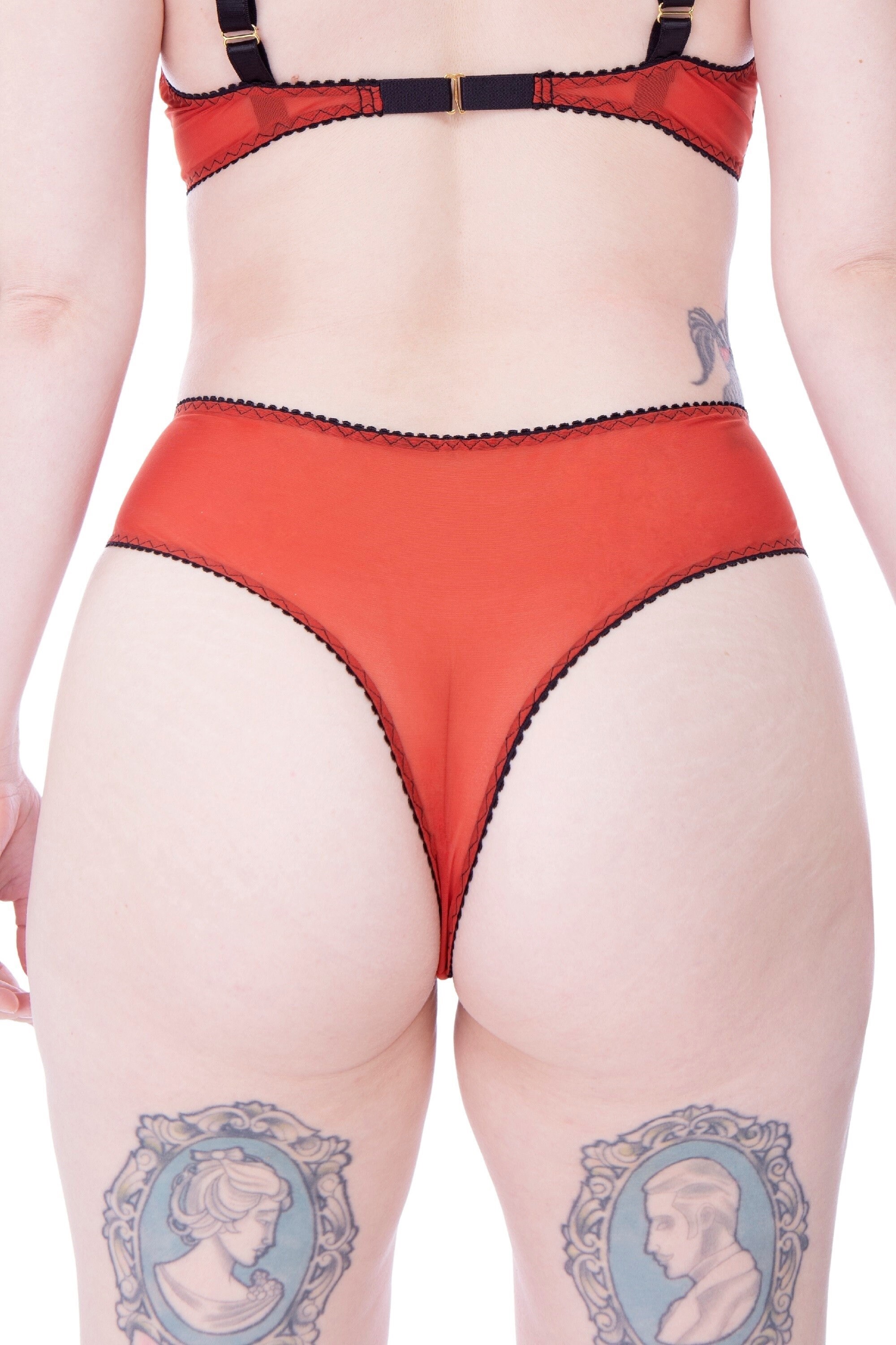 MIDNIGHT High Waisted Thong Panties High Leg Brief Knickers Etsy