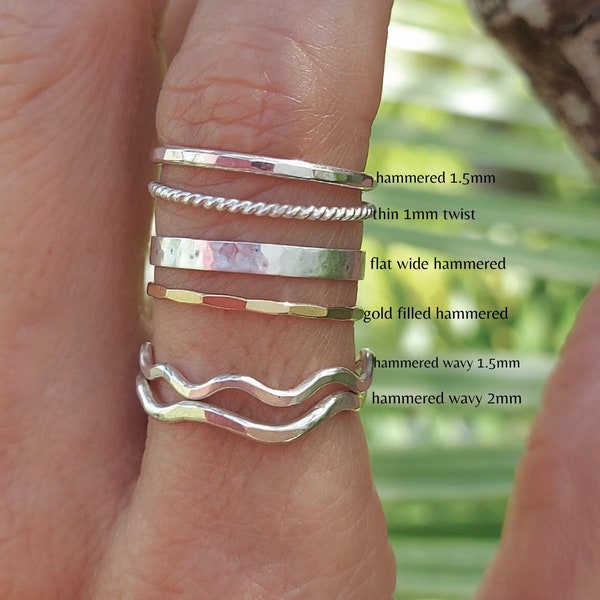 Stacking Rings//Sterling Silver Rings//Mixed Metals Stackable Rings//Handmade Jewelry//Summer Rings