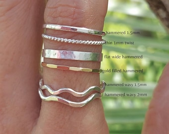 Stacking Rings//Sterling Silver Rings//Mixed Metals Stackable Rings//Handmade Jewelry//Summer Rings