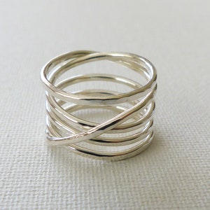 Sterling Silver Ring Hammered Ring Entangled Ring Thick Wire | Etsy