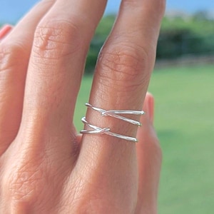 Sterling Silver Criss Cross Index Finger Ring For Women Handmade Jewelry