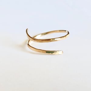 Minimalist Hammered Gold Filled Ring: Adjustable Thumb or Index Finger
