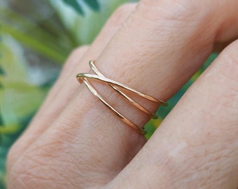 Minimalist Gold Filled, Ring For Women, Triple Wrap Ring, Handmade Jewelry