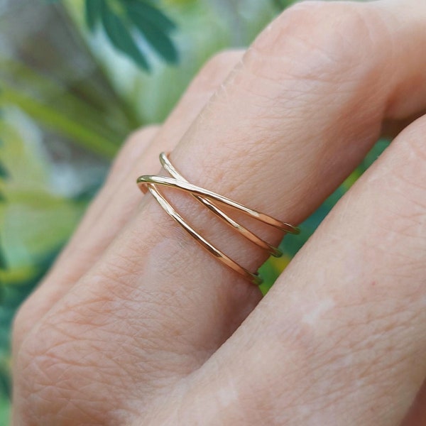 Minimalist Gold Filled, Ring For Women, Triple Wrap Ring, Handmade Jewelry