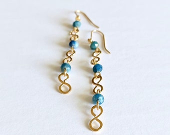 Gold Dangle Earrings, Beaded Gold Filled Earrings, For Women, Handmade Gift