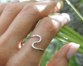 Sterling Silver Wave Ring, Minimalist Silver Ring For Women, Handmade Jewelry/Summer, Jewelry