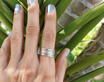 Sterling Silver Thick Textured Stackable Rings//2mm Sterling Silver Hammered Bands//Handmade Jewelry For Her