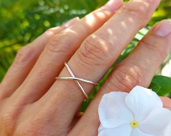 Criss Cross Ring, X Ring Silver, Minimalist Ring, Crossover Ring For Women, Gifts For Her, Handmade Jewelry