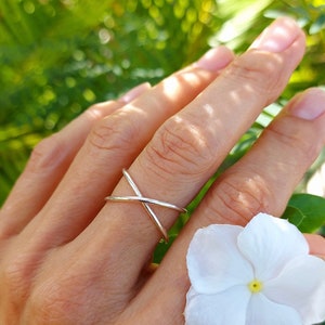 Criss Cross Ring, X Ring Silver, Minimalist Ring, Crossover Ring For Women, Gifts For Her, Handmade Jewelry image 1