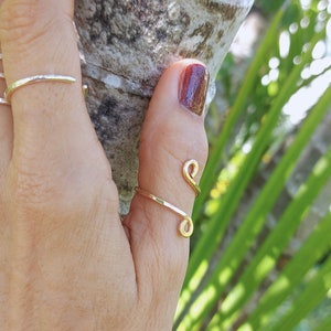 Adjustable Hammered Sterling Silver Thumb Ring: Handmade Open Wrap Ring