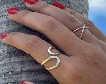 Sterling Silver Hammered Index Finger Ring For Women, Handmade Rings