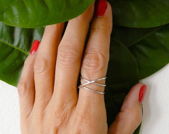 Sterling Silver Criss Cross Ring: Handmade Minimalist Jewelry