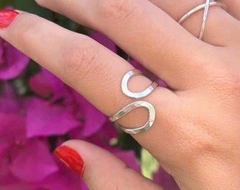 Sterling Silver Hammered Thumb Ring For Women, Handmade Rings