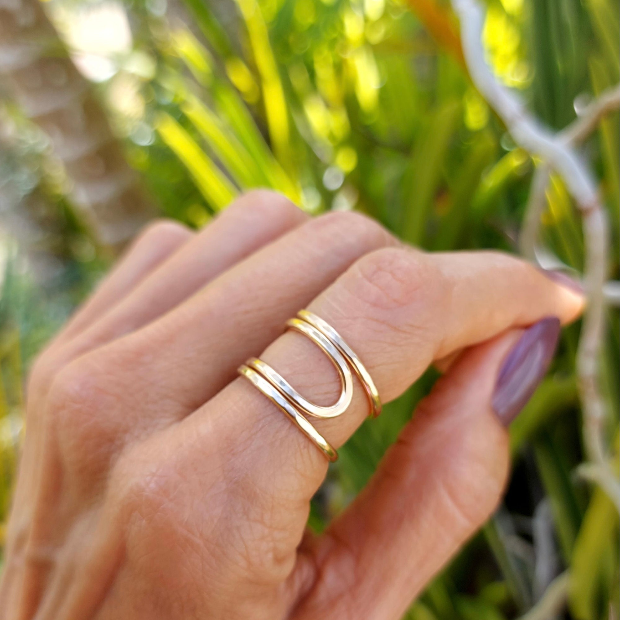 Amazon.com: Sterling Silver Rings for Women Thumb Index Finger Ring Dainty  Stackable Gold Band Plain Minimalist Ring Unisex (Gold, 7.75) : Handmade  Products