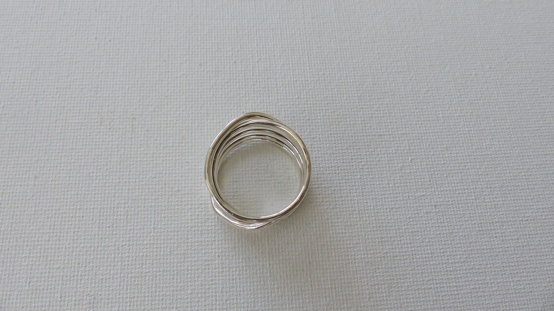 Sterling Silver Ring Hammered Ring Entangled Ring Thick Wire - Etsy